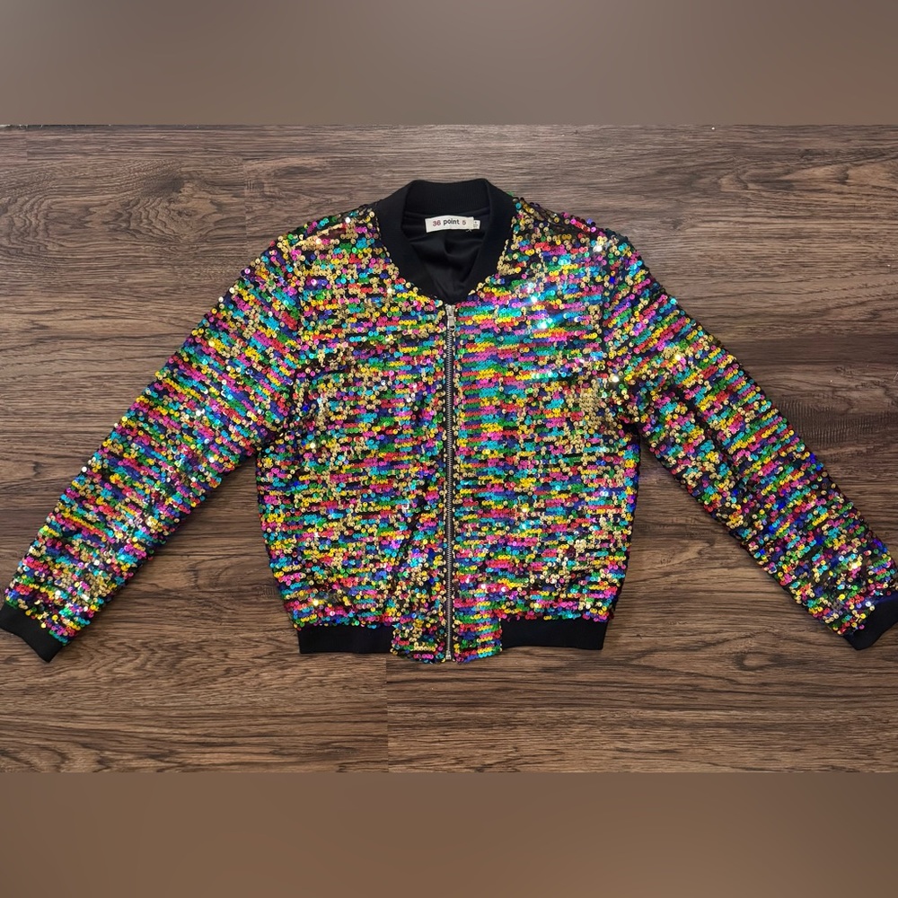 36 Point 5 Multicolor Sequin Bomber Jacket - Picture 2 of 8